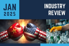Image Boxing gloves with Chinese and US flags. Man wearing gloves touching glass bottles.
