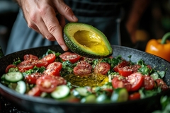 Image chef's hand pouring avocado oil