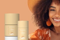 Image sunscreen stick with smiling model