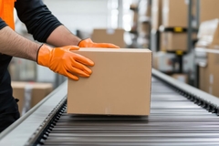 Image Carton box on conveyor belt.