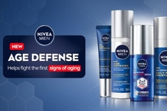 skin care men product range on navy background