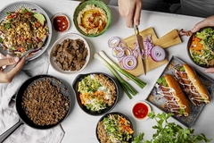 Image variety of plant-based meal on a table