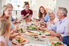 Image multi generation family eating lunch