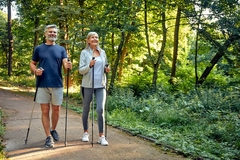 Active and Engaged Seniors Delight in a Nature Walk