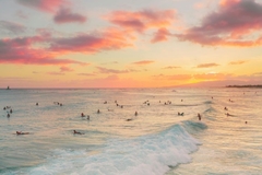 Japanese beach at sunset