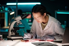 Image Researcher in a lab working on cultivated meat