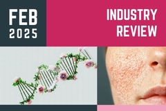 Image A zoomed in woman's cheek and a strand of DNA next to eachother.