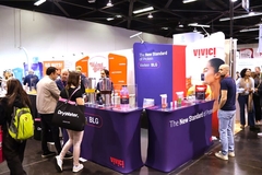 Vivici's stand being visited by attendees of NPEW 2025.