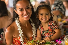 Image Pacific children eating a meal
