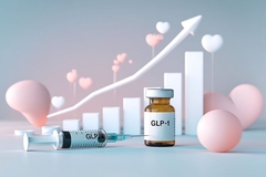 Image GLP-1 injection in front of data graph on rise