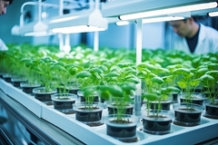 A scientist breeding plants.