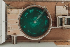 Aerial view of wastewater treatment plant