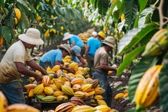 Image farmers harvesting cacoa pods