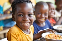 Image happy african children eating