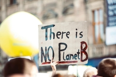 A sign in a climate protest.