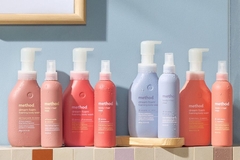 An array of Method body care products on a shelf.