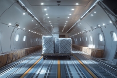 Image foam packaging in an airplane