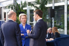 European Commission President Ursula von der Leyen with French President Emmanuel Macron.