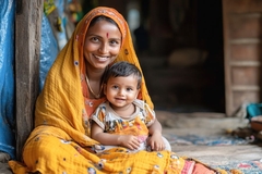 Image indian woman with baby smile