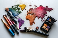 Image Cosmetics makeup on world map