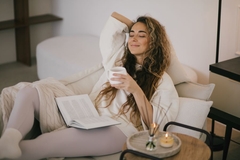 Image Woman on the couch enjoying being home