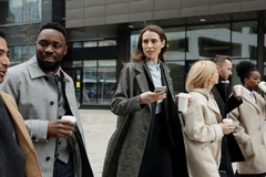 Image Colleagues walking down street