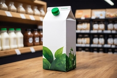 Sustainable carton pack in shop.