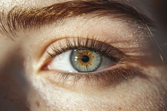 Green eyes with long healthy lashes