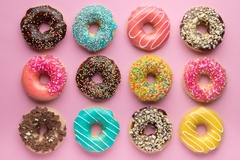Image Donuts on display used in cosmetics merch