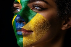 Image Brazillian flag on womans face