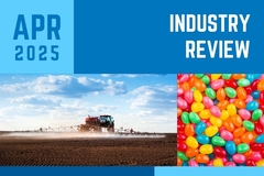 tractor in a field with colorful sweets on the right