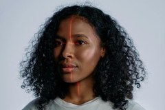 Image woman with face analysis