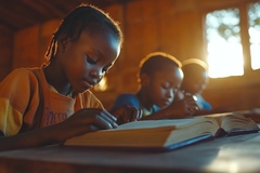 Image African school children studying