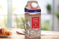 A carton of milk on a table