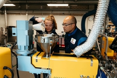 Avantium workers at PEF production facility.