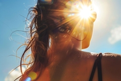 woman at beach UV index high