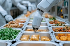 robot arm preparing meals