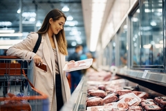 A shopper buying meat.
