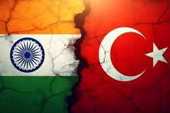 Indian flag and Turkish flag next to each other.