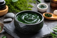 Image algae in a pot suitable for skin care and SPF formulations