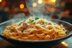 Image hot creamy pasta dish