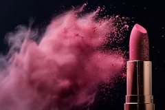 Image lipstick and eye makeup powder visualizing color cosmetics
