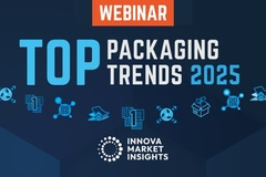 Image Top Packaging Trends 2025 written on blue background.