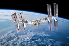 Image ISS station on orbit of the Earth planet