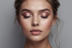 Image woman wearing eyeshadow and sustainable color cosmetics