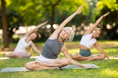 Woman doing yoga outside