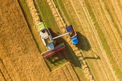 harvester machine in the field