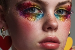 Image young woman color cosmetics glitter eyeshadow