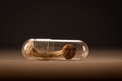 Image magic mushroom in transparent capsule