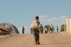 Child refugee in Atmeh Refugee camp in Idlib Syria
